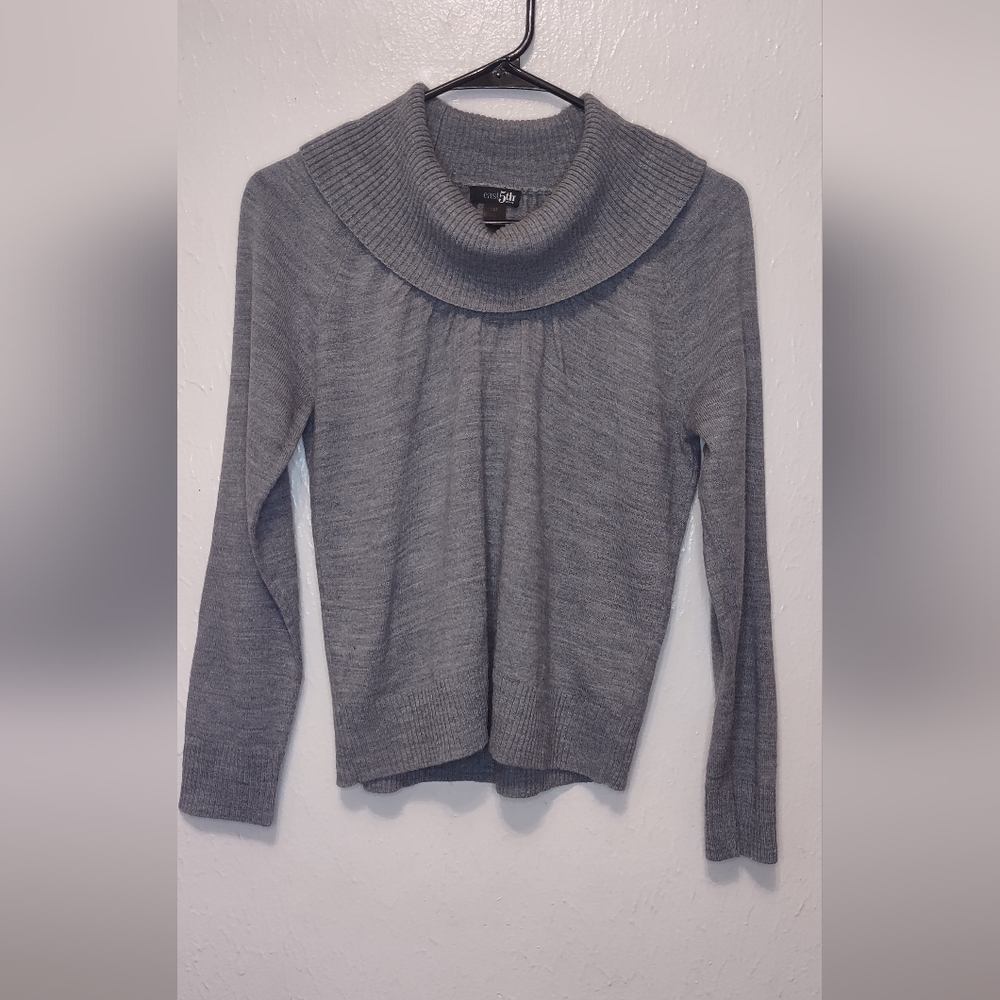a.n.a. Grey Cowl Neck 100% Acrylic Petite Medium Women's Sweater